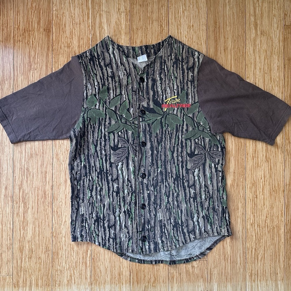 Vintage Team Realtree Baseball Jersey Camo Mens Size Medium Made In USA